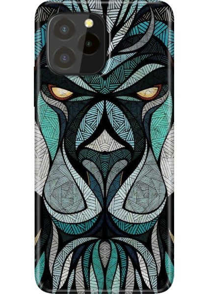 Oukitel C21 Pro / Plus Uyumlu Kılıf Desenli Silikon Renkli Tpu Uv Lion Mandala