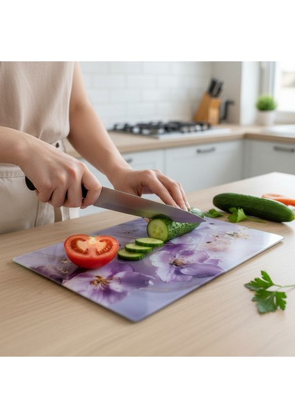 Temperli Cam Kesme Tahtası Sunum Tahtası Cam Doğrama Tahtası Antibakteriyel Oval Kenarlı fiyatları