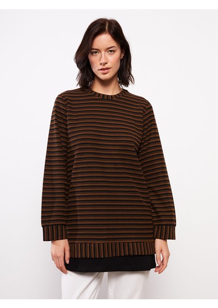 Yeni Sezon Bisiklet Yaka Çizgili Uzun Kollu Oversize Kadın Tunik fiyatları