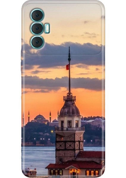 Tecno Spark 8 Pro Kılıf Renkli Silikon Kapak Kız Kulesi