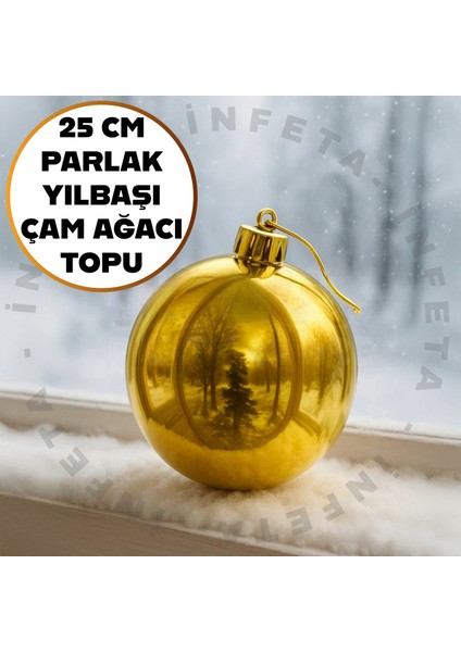 25CM Gold Yılbaşı Çam Ağacı Topu 1 Adet Parlak Çam Ağacı Süsü