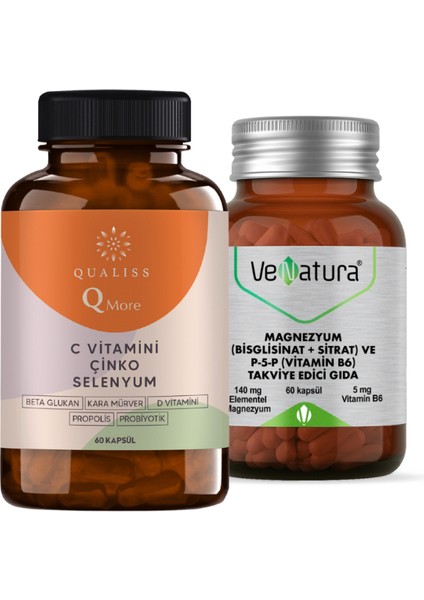Q More & VeNatura Magnezyum Bisglisinat Paketi – Bağışıklık ve Enerji Metabolizması Desteği