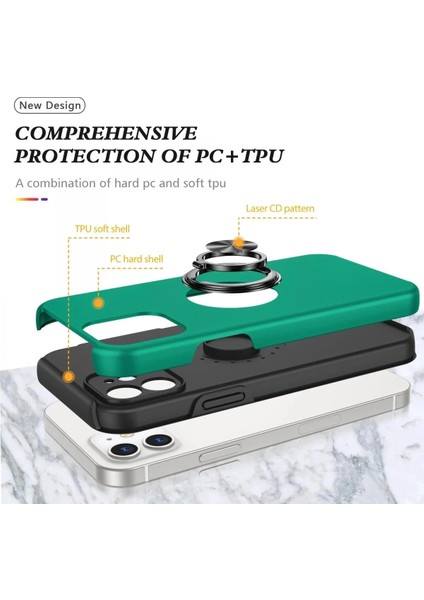 iPhone 12 Kılıf Elit Yüzüklü Kapak - Yeşil fiyatları