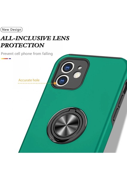 iPhone 12 Kılıf Elit Yüzüklü Kapak - Yeşil fırsatları
