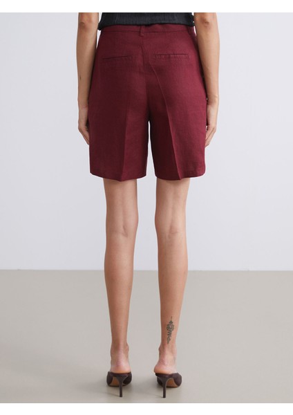 Yeni Sezon Loose Fit %100 Keten Kadın Pileli Şort fırsatları