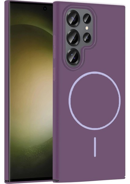 Samsung Galaxy S23 Ultra Broş Magsafe Kapak - Mor