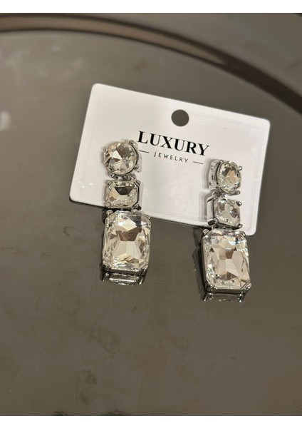 Taşlı Silver Davet Küpe