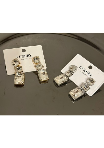 Taşlı Silver Davet Küpe modelleri