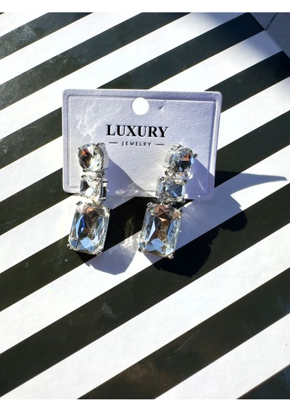 Taşlı Silver Davet Küpe indirimleri