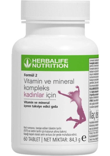 Formül 2 Vitamin ve Mineral Içerek Takviye Edici Gıda Kadınlar Için