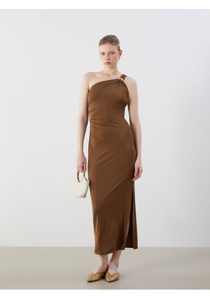 Yeni Sezon Tek Omuz Büzgülü Elbise