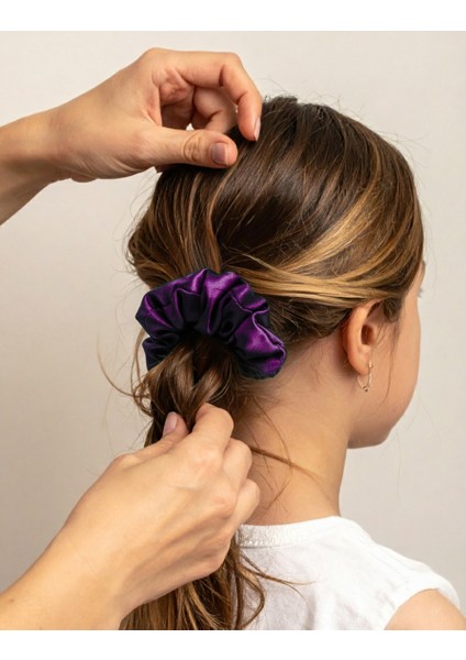 Kadın Saten Toka - Mor Tutku – Tekli Lüks Lastik Model Scrunchie modelleri