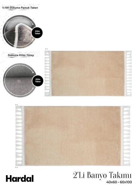 2'li Peluş Kaymaz Pamuk Tabanlı Klozet Takımı 40X60 ve 60X100