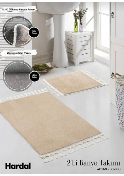 2'li Peluş Kaymaz Pamuk Tabanlı Klozet Takımı 40X60 ve 60X100 fiyatları