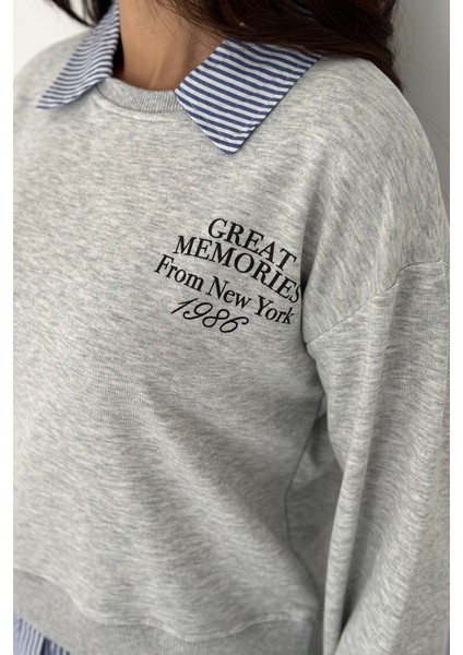 Kadın Gömlek Detaylı Baskılı Sweatshirt – Serene Layer fiyatları