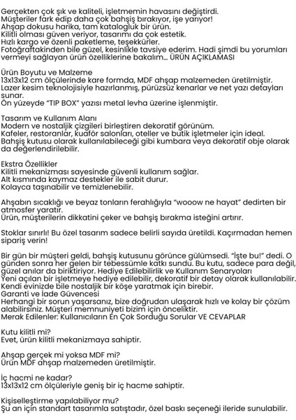 Lazer Kesim Ahşap Tip Box – Bahşiş Kutusu | 13X13X12 cm Dekoratif Kutu 722372 fiyatları