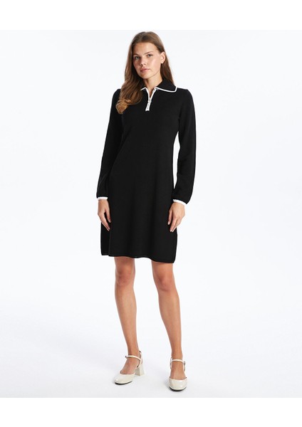 Yeni Sezon Polo Yaka Kadın Triko Elbise