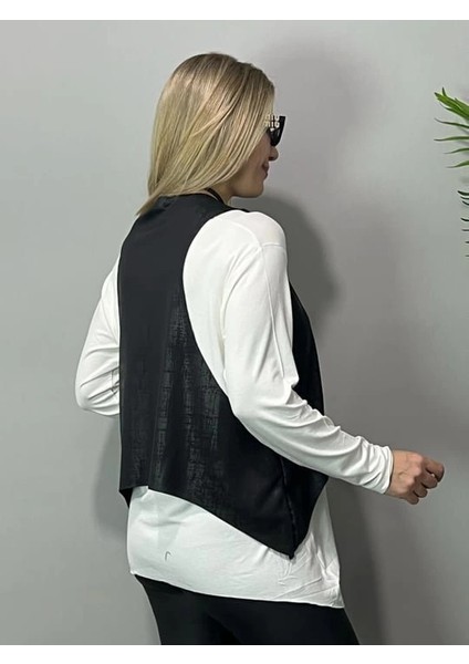 Mdb Kadın Siyah Deri Yelekli Kolye Dahil Üçlü Takım fırsatları