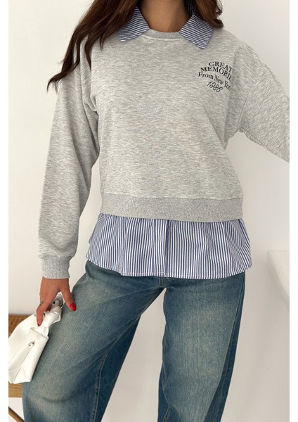 Kadın Gömlek Detaylı Baskılı Sweatshirt – Serene Layer modelleri