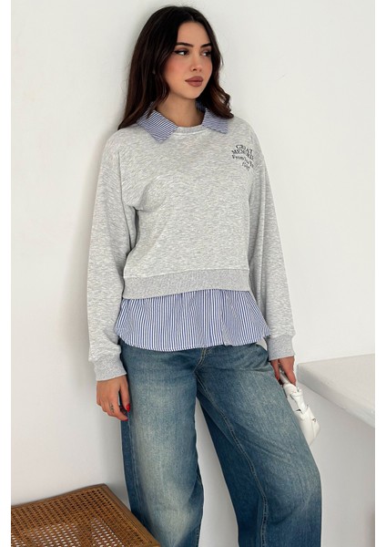 Kadın Gömlek Detaylı Baskılı Sweatshirt – Serene Layer indirimleri