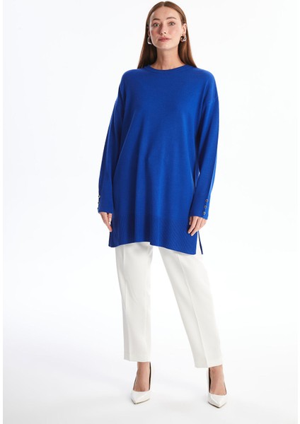 Yeni Sezon Bisiklet Yaka Düz Uzun Kollu Kadın Triko Tunik fırsatları