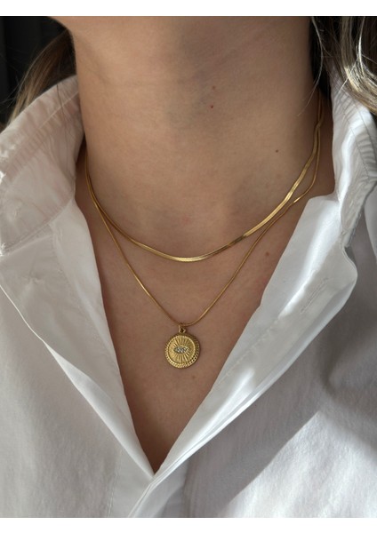 2'li Taşlı Göz Çelik Kolye fiyatları