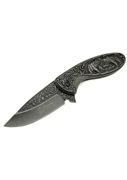 Kişiye Özel Isimli Columbia Ay Yıldız Baskılı Ayılı Çakı FX-2510-B 20 cm Kutulu Paslanmaz Cep Çakı modelleri