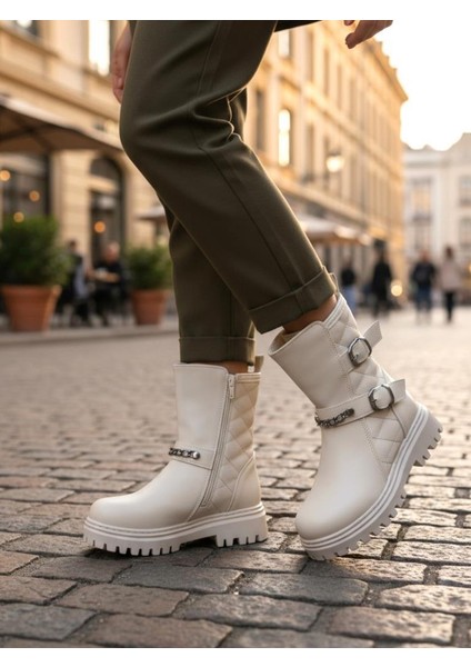 Kız Çocuk Zincir Tokalı Suya ve Soğuk Havaya Dayanıklı Kaymaz Kalın Taban Kışlık Bot Bootie Çizme fiyatları