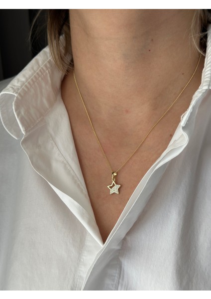 Taşlı Çelik Yıldız Kolye