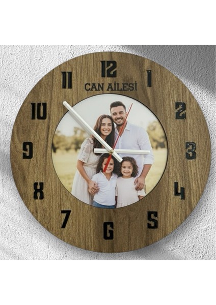 Kişiye Özel Fotoğraf Baskılı Duvar Saati | Isme Özel Ahşap Epoksi Hediye | 35 cm fiyatları