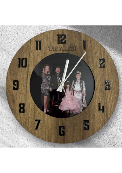 Kişiye Özel Fotoğraf Baskılı Duvar Saati | Isme Özel Ahşap Epoksi Hediye | 35 cm modelleri