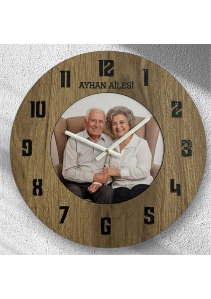 Kişiye Özel Fotoğraf Baskılı Duvar Saati | Isme Özel Ahşap Epoksi Hediye | 35 cm indirimleri