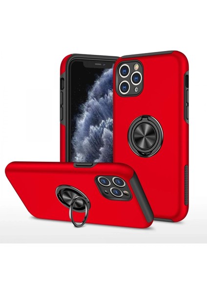 iPhone 11 Pro Max Kılıf Elit Yüzüklü Kapak - Kırmızı