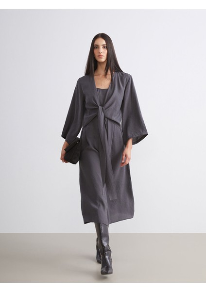 Yeni Sezon U Yaka Bağlamalı Modal Karışımlı Elbise fiyatları