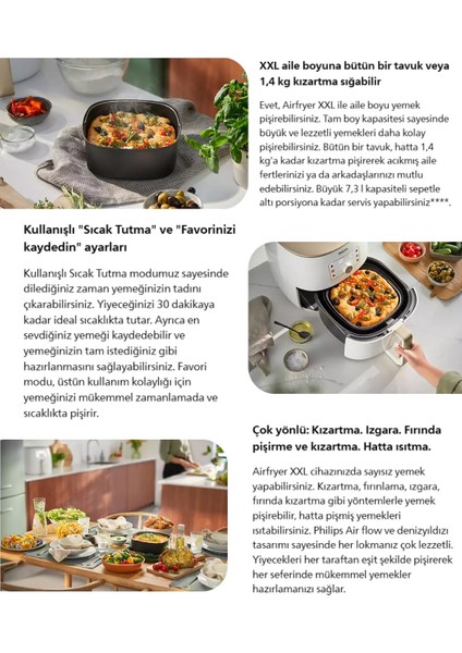 Dokunmatik LED Panel – Modern ve Kolay Kullanım 7.3 L Ultra Geniş Kapasite Xxl Premium Airfryer & Fritöz 2250W modelleri