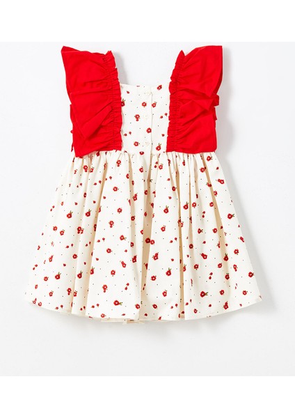 Yeni Sezon Kare Yaka Çiçekli Kız Bebek Elbise fiyatları