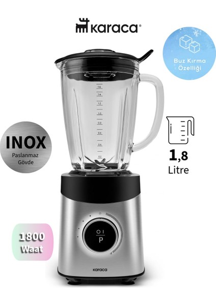 1,8 Litre Smoothıe Blender 1800W Dijital Ekranlı Inox Paslanmaz Gövde