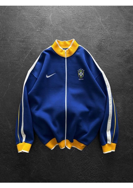 Brezilya Siyah/mavi Fermuarlı Cepli Oversize Pamuklu Hırka fırsatları