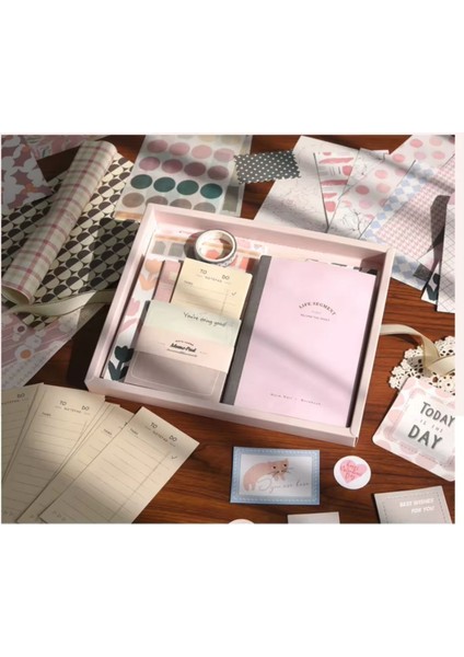 Vintage Journal Defter Hediye Seti, 125 Parça Scrapbook Set (Pink Serisi) fiyatları
