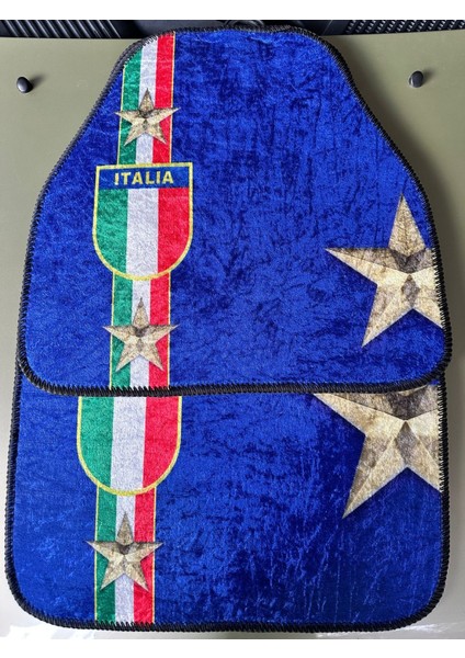 Özel Tasarım Araba Içi Aksesuarı | Italya Bayrağı ve Şövalye Yıldızı Motifli Halı Paspas Seti fiyatları