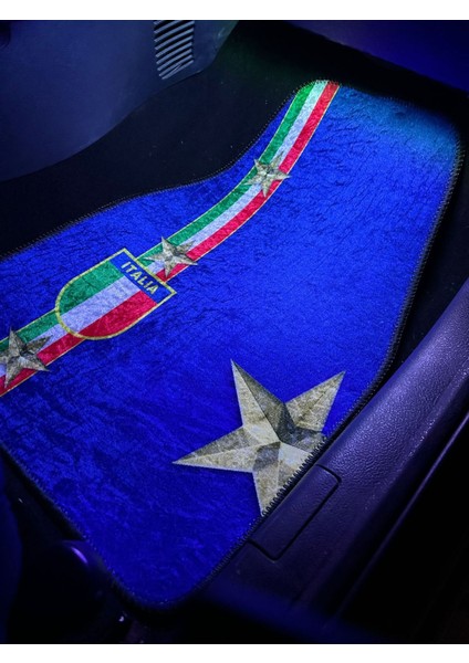 Özel Tasarım Araba Içi Aksesuarı | Italya Bayrağı ve Şövalye Yıldızı Motifli Halı Paspas Seti modelleri