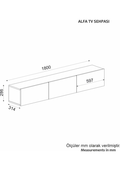 Alfa 180CM Tv Sehpası Duvara Monte