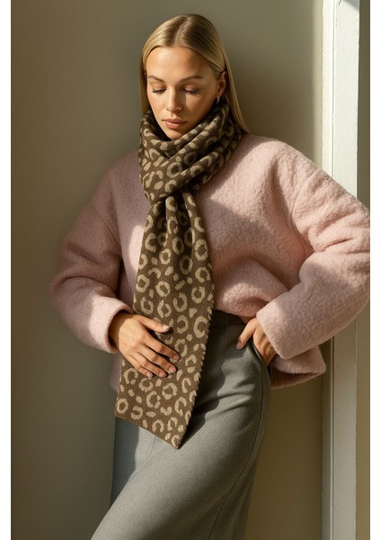 Kadın Leopar Desenli Çift Taraflı Triko Atkı fiyatları