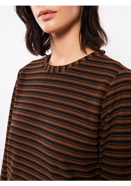 Yeni Sezon Bisiklet Yaka Çizgili Uzun Kollu Oversize Kadın Tunik fırsatları