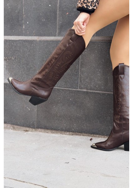 Orren Kadın Kovboy Çizme Acıkahve Mat Deri fiyatları