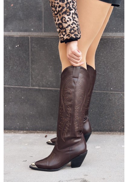 Orren Kadın Kovboy Çizme Acıkahve Mat Deri modelleri