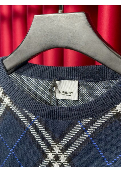 Lacivert Desenli Erkek Triko Kazak - Burberry Özel Seri Ürün modelleri