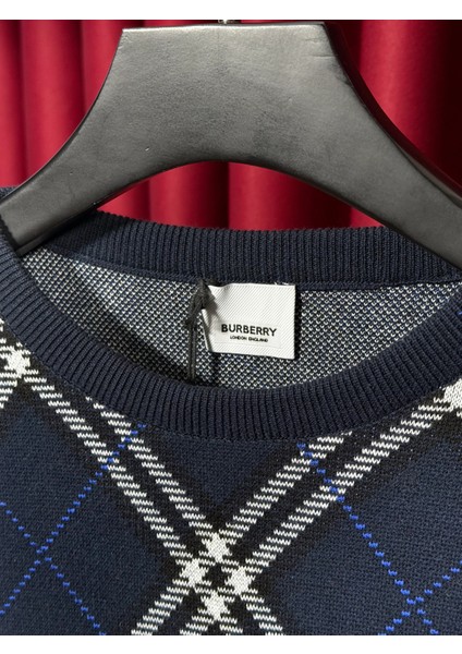 Lacivert Desenli Erkek Triko Kazak - Burberry Özel Seri Ürün fırsatları