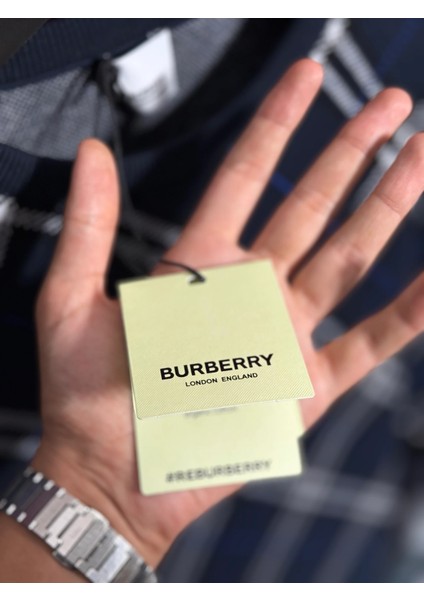 Lacivert Desenli Erkek Triko Kazak - Burberry Özel Seri Ürün indirimleri