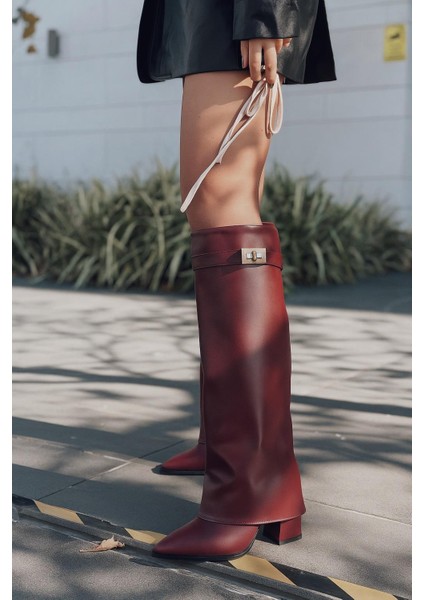 Savira Kadın Çizme Bordo Mat Deri fiyatları